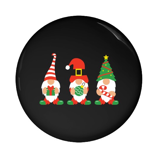 Christmas Gnomes with candy cane, gift Pin Buttons