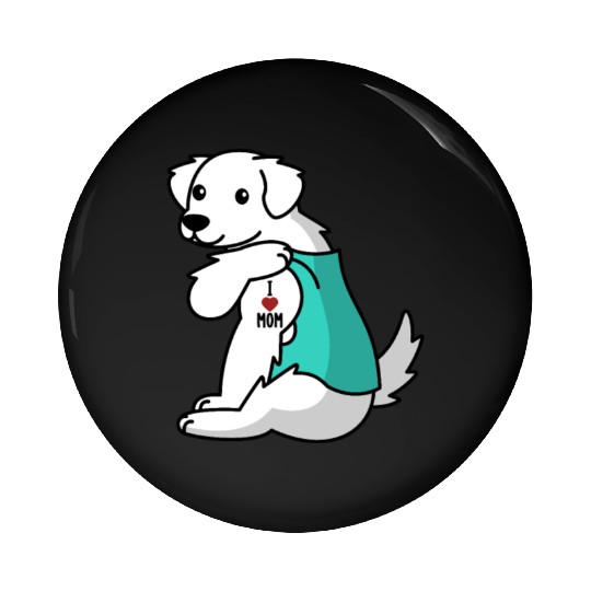 I Love Mom Tattoo Great Pyrenees Pin Buttons