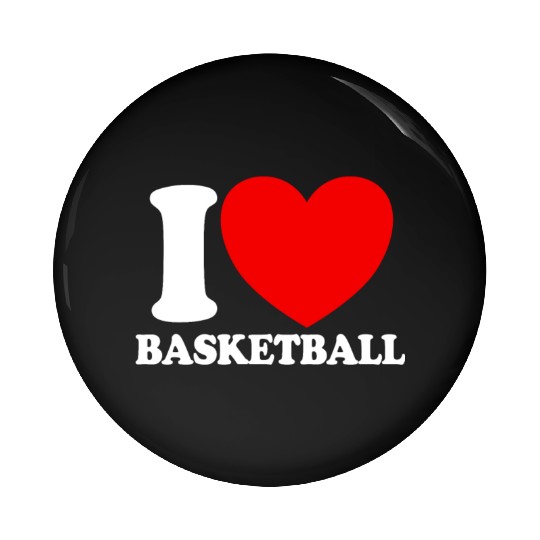 I Love Basketball Red Heart Hoop B-Ball Basketball Pin Buttons