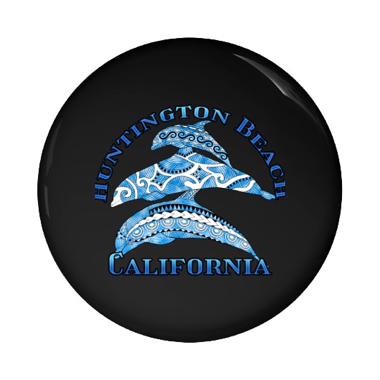 Huntington Beach California Vacation Tribal Dolphi Pin Buttons