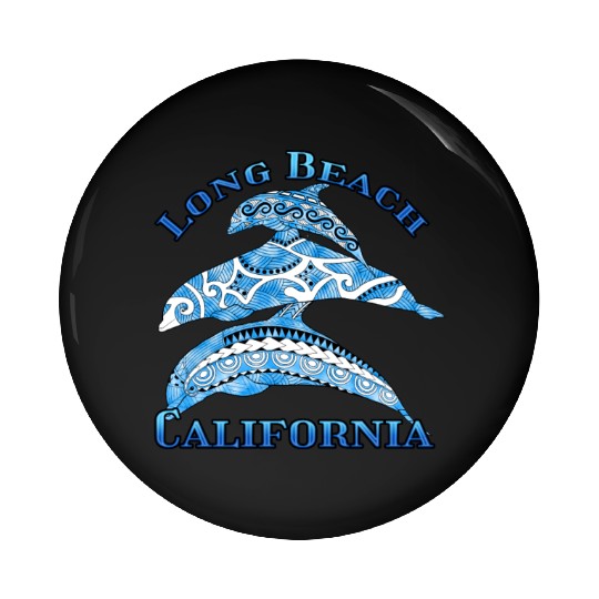 Long Beach California Vacation Tribal Dolphins Pin Buttons