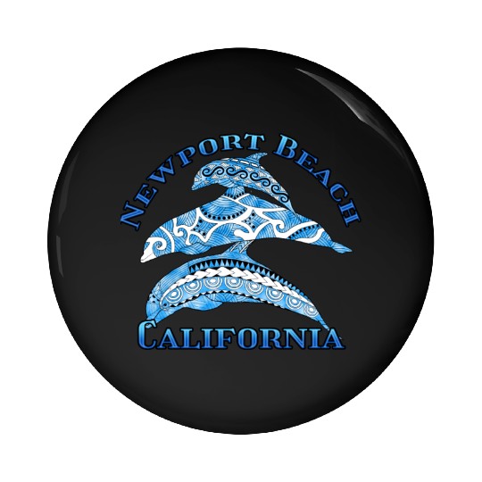 Newport Beach California Vacation Tribal Dolphins Pin Buttons