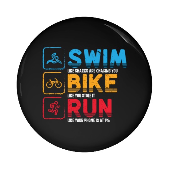 Swim Bike Run Triathlon Athlete Swim Run Bike Pin Buttons