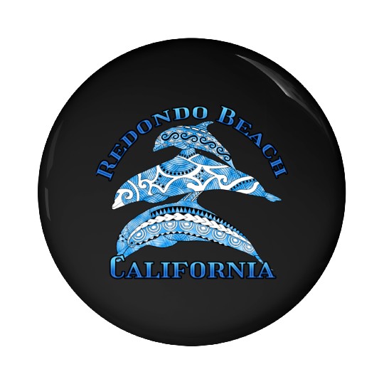 Redondo Beach California Vacation Tribal Dolphins Pin Buttons