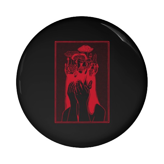Woman sorrow mushrooms thinking depression Woman s Pin Buttons
