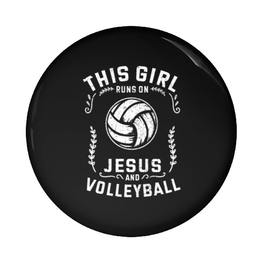 Christian This Girl Runs On Jesus And Volleyball Pin Buttons