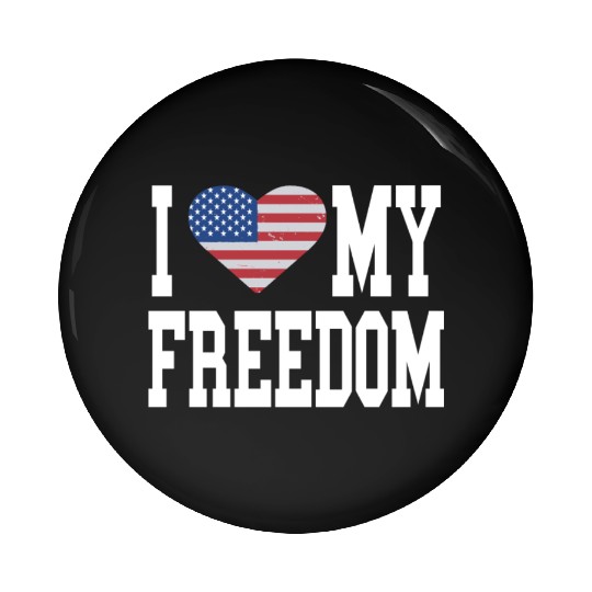 Patriotic American Flag I Heart Freedom, I Love Pin Buttons