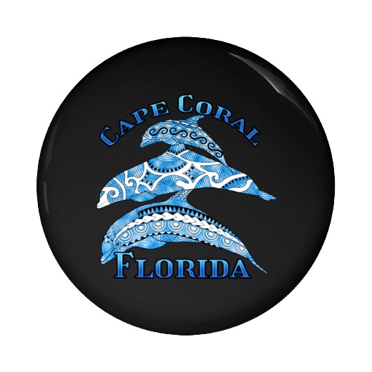 Cape Coral Florida Vacation Tribal Dolphins Pin Buttons