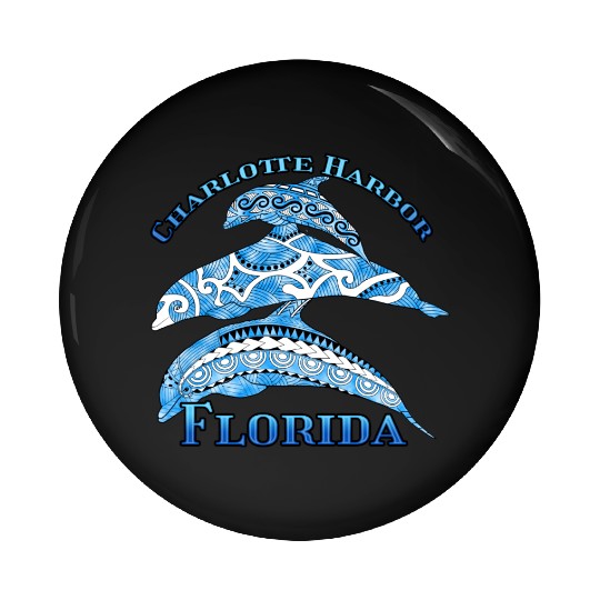 Charlotte Harbor Florida Vacation Tribal Dolphins Pin Buttons