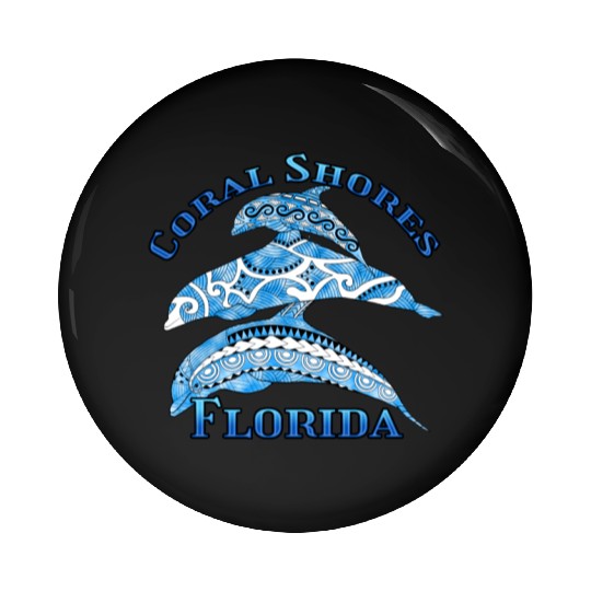 Coral Shores Florida Vacation Tribal Dolphins Pin Buttons