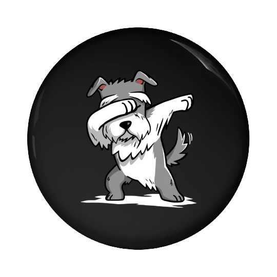 Funny Dabbing Schnauzer Dog Lover Pin Buttons