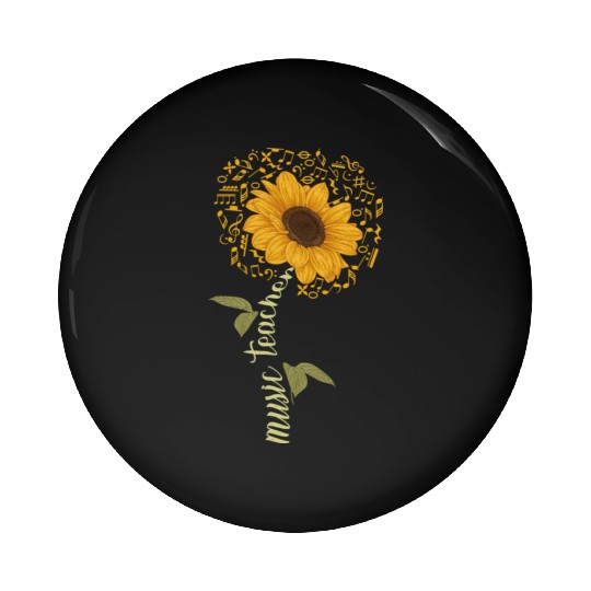 Sunflower Music Teacher Musician Gardening Pin Buttons