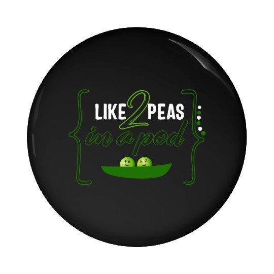Peas Vegetable Pin Buttons, Like 2 Peas In Pod,