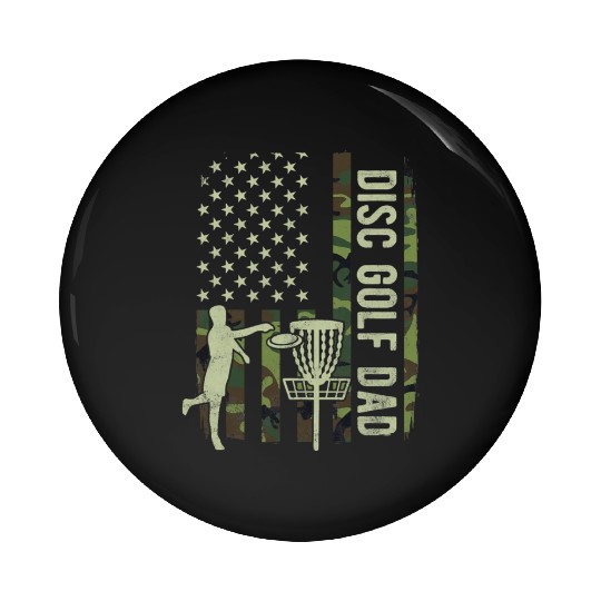 Disc Golf Dad Camouflage American Flag Fathers Day Pin Buttons