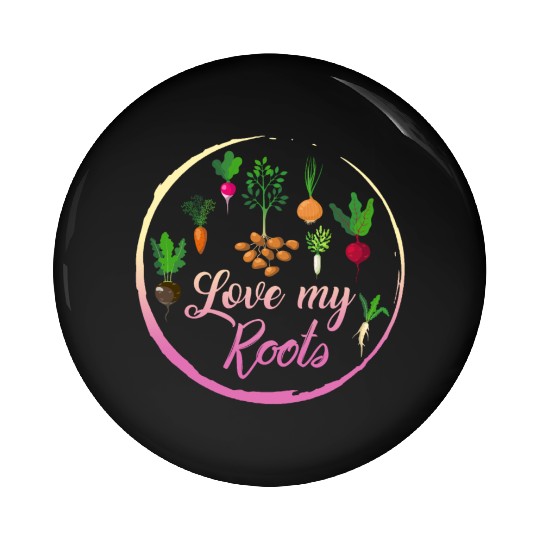 Roots Vegetable Pin Buttons, Love My Roots Pin Buttons,