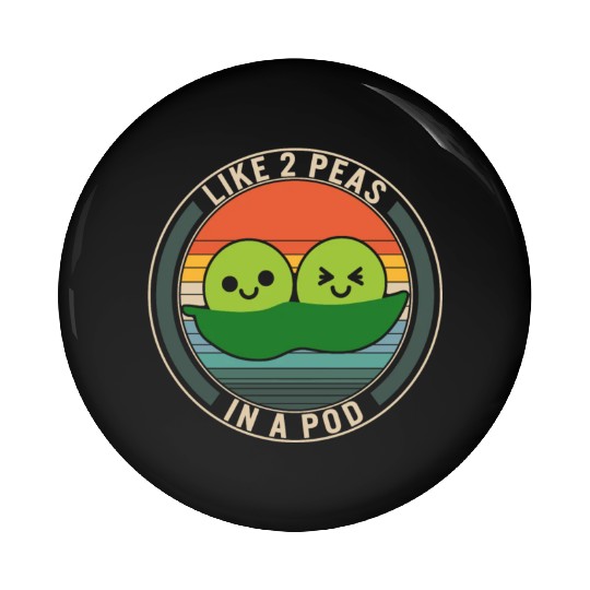 Peas Vegetable Pin Buttons, Like 2 Peas In Pod,