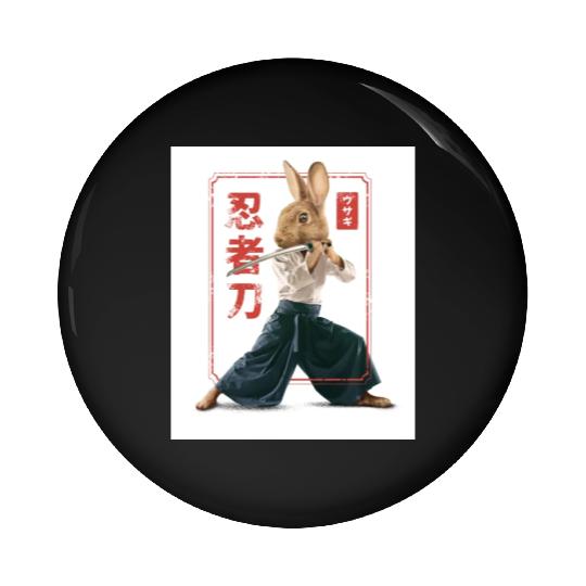 Rabbit with katana Rabbit with katana gift inspira Pin Buttons
