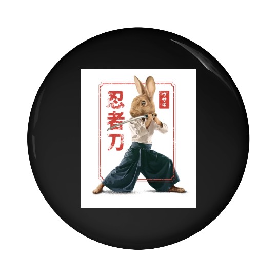 Rabbit with katana Rabbit with katana gift inspira Pin Buttons