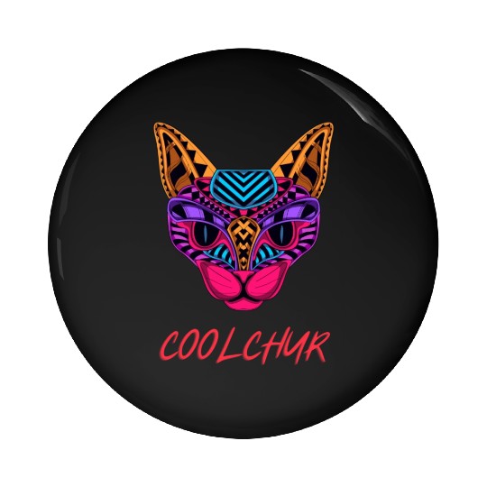 Neon Cat Coolchur Pin Buttons