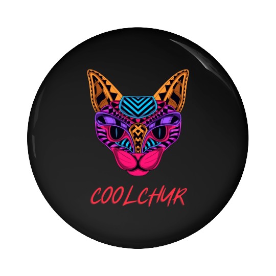 Neon Cat Coolchur Pin Buttons