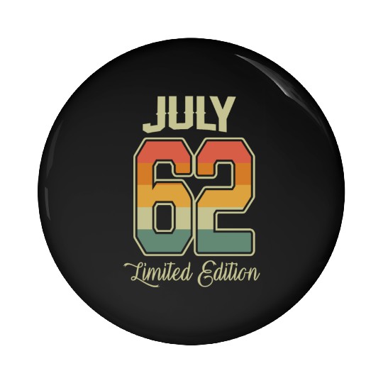 Vintage 60th Birthday July 1962 Sports Gift Pin Buttons