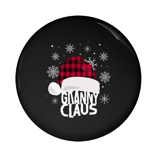 Womens Granny Claus Christmas Buffalo Plaid Santa Pin Buttons