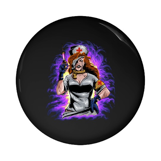 Angry Psychopathic Nurse Pin Buttons