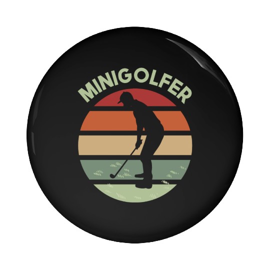 Minigolfing sunrise logo design with golfer Pin Buttons