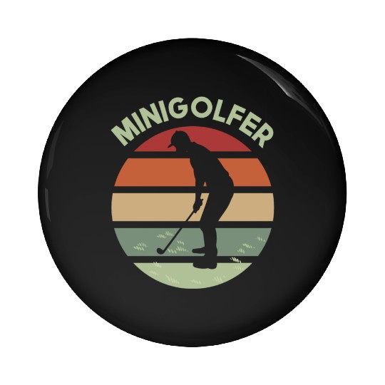 Minigolfing sunrise logo design with golfer Pin Buttons
