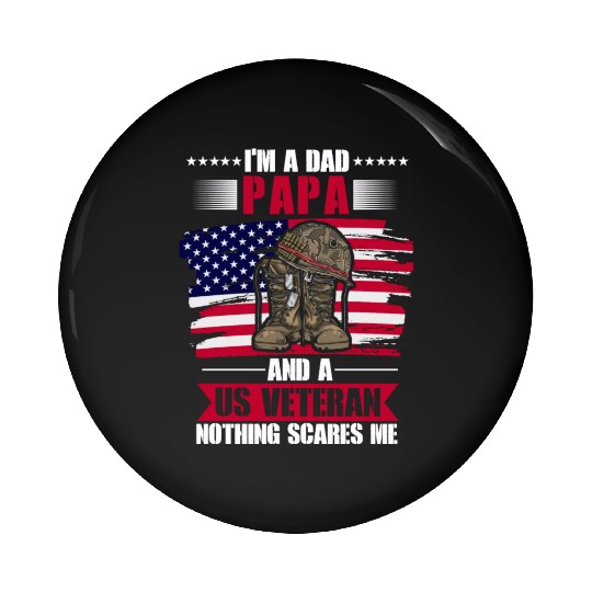 US Veteran Dad American Flag Patriotic Pin Buttons