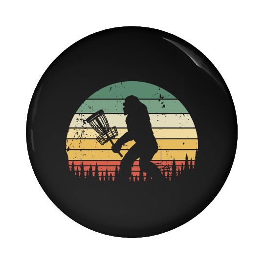 Funny Bigfoot Disc Golf Trees Vintage Sunset Pin Buttons