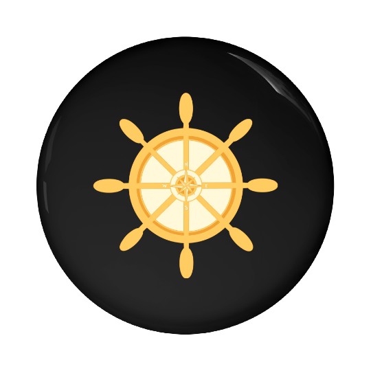 Ship's Wheel, nautical star & cardinal points Pin Buttons