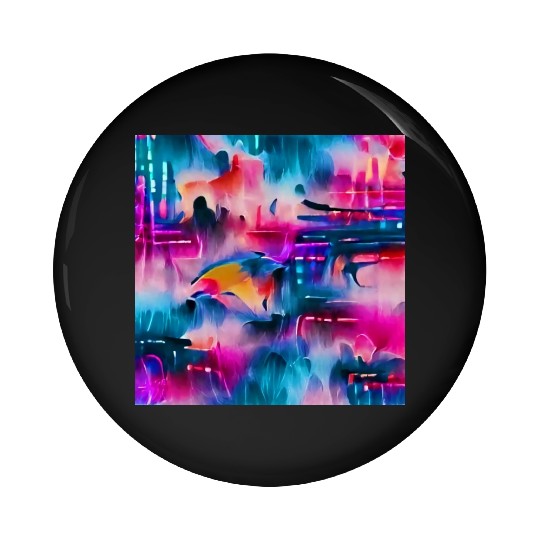 Abstract watercolor pattern in retro neon colors Pin Buttons