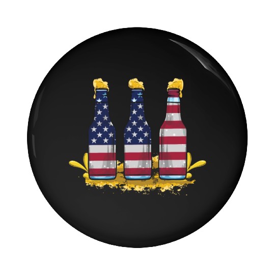 America American Flag US Flag Beer 4th Of July Pin Buttons