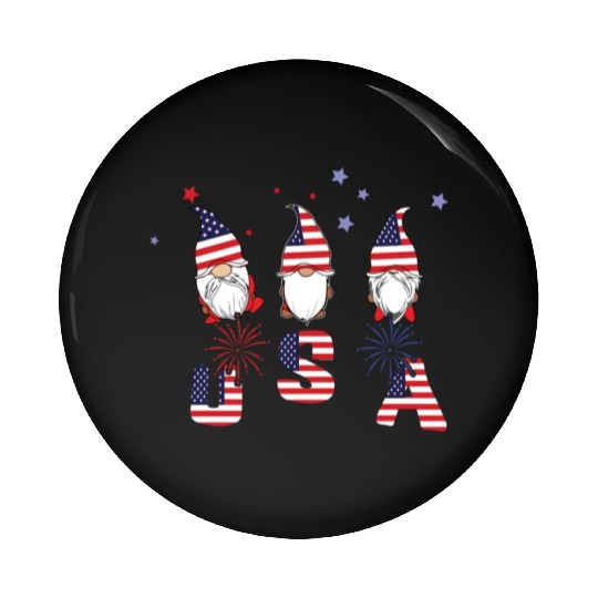 Elf Dwarf Gnome America American Flag 4th Of July Pin Buttons