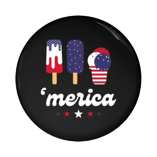 Ice Cream Patriotic Popsicles US Flag Merica Pin Buttons