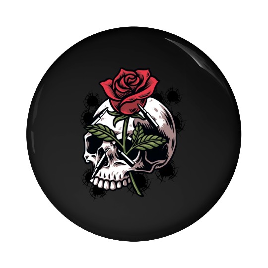 Bullets and Skull Roses Aesthetic Dripping Pattern Pin Buttons