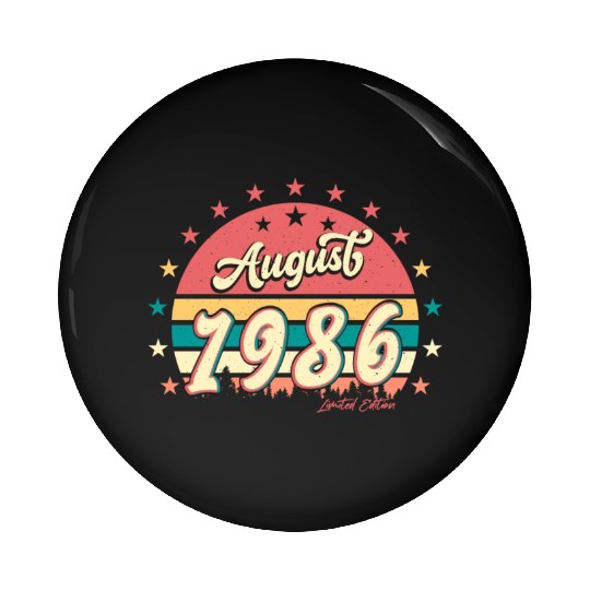Birthday Greeting 1986 August Pin Buttons