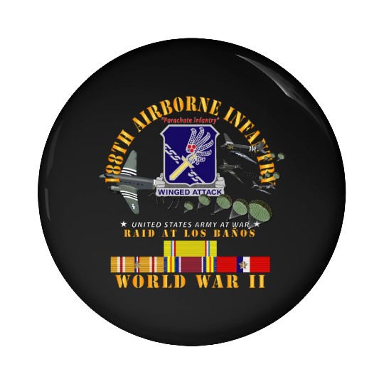 Army 188th Airborne Infantry Raid at Los Baños W J Pin Buttons
