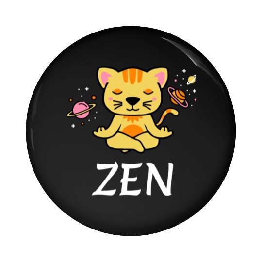 zen yoga cat space meditation sport training Pin Buttons