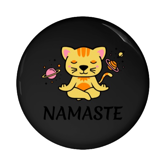 zen yoga cat space meditation sport training Pin Buttons