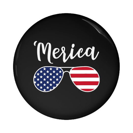 Merica Red Whie And Blue Stars Stripes Sunglasses Pin Buttons