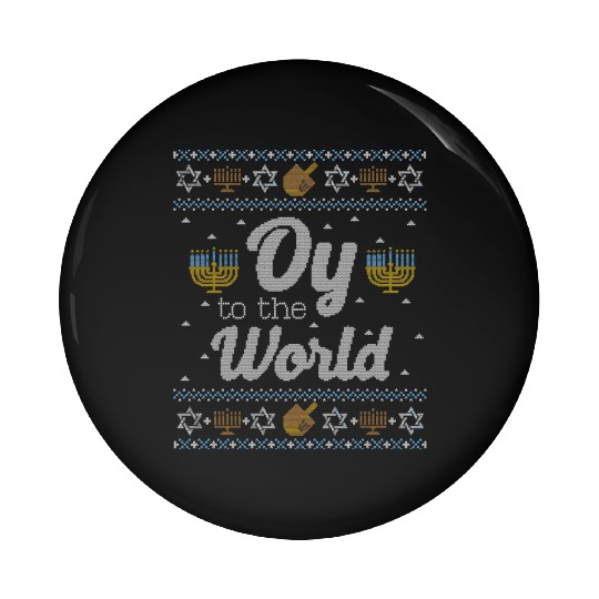 Funny Hanukkah Oy To The World Pin Buttons