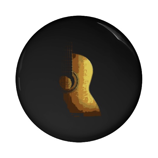 Acoustic Guitar Cool Brown Gold Wood Guitarist Des Pin Buttons