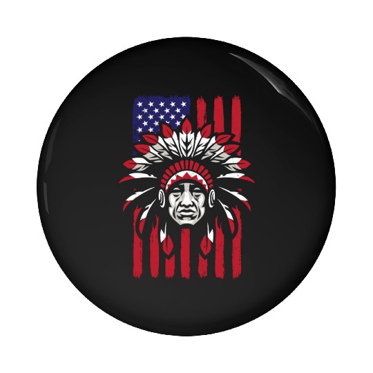 Native American Chief US Flag Indian Pin Buttons