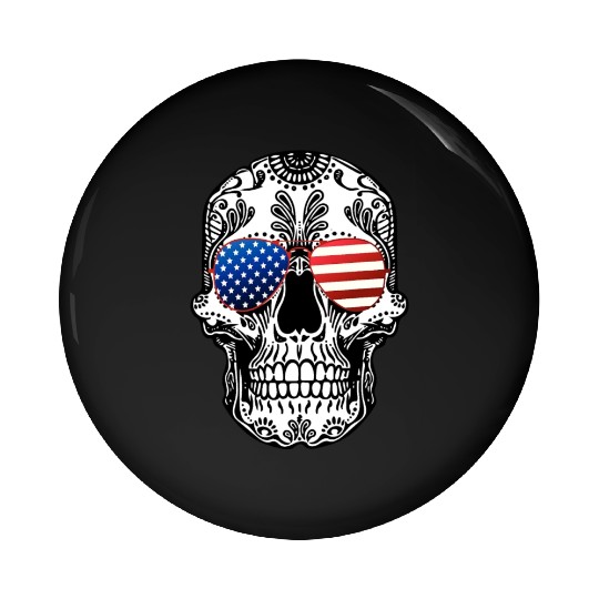 Skull American Flag Glasses Sugar Skull US Stars Pin Buttons