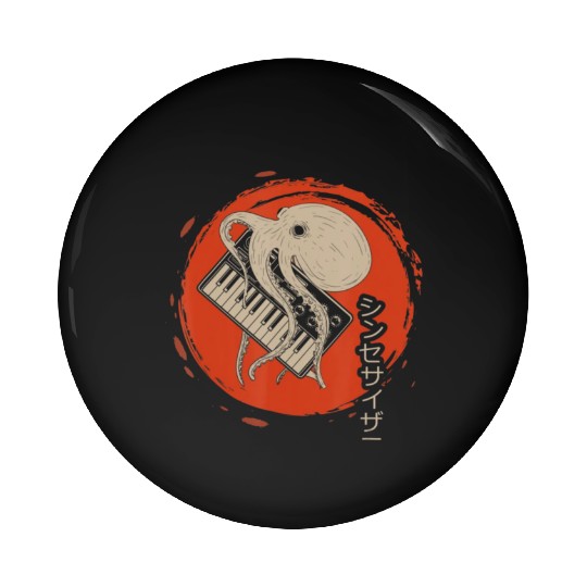 Calligraphy Analog Synthesizer Octopus Synth Music Pin Buttons
