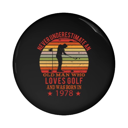Golfing Golfplayers Vintage 1978 Birthday Pin Buttons