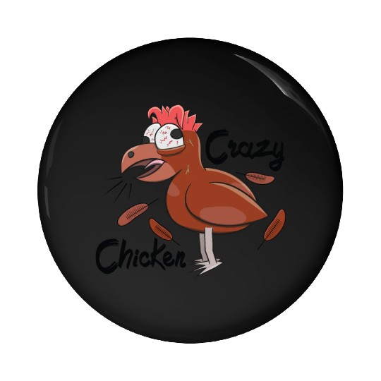 Crazy Shocked Farm Chicken Funny Cartoon Brown Pin Buttons