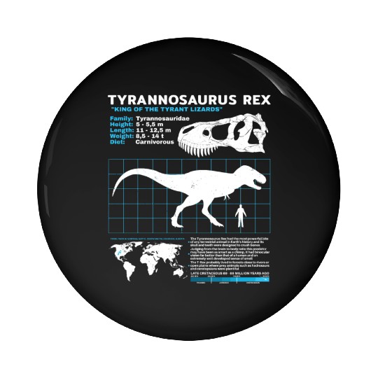 Tyrannosaurus Rex fact sheet Pin Buttons
